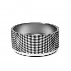 Checkered Pattern Stainless Steel Pet Bowl