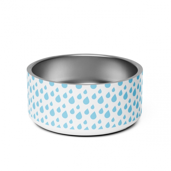 Water Drop Print Stainless Steel Water Food Bowl